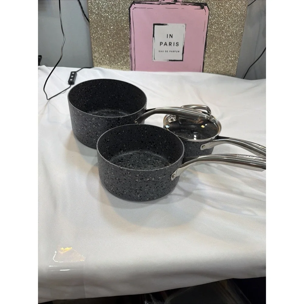 Hlafrg 6 Piece Speckle Cookware Set‎ in Black And Charcoal